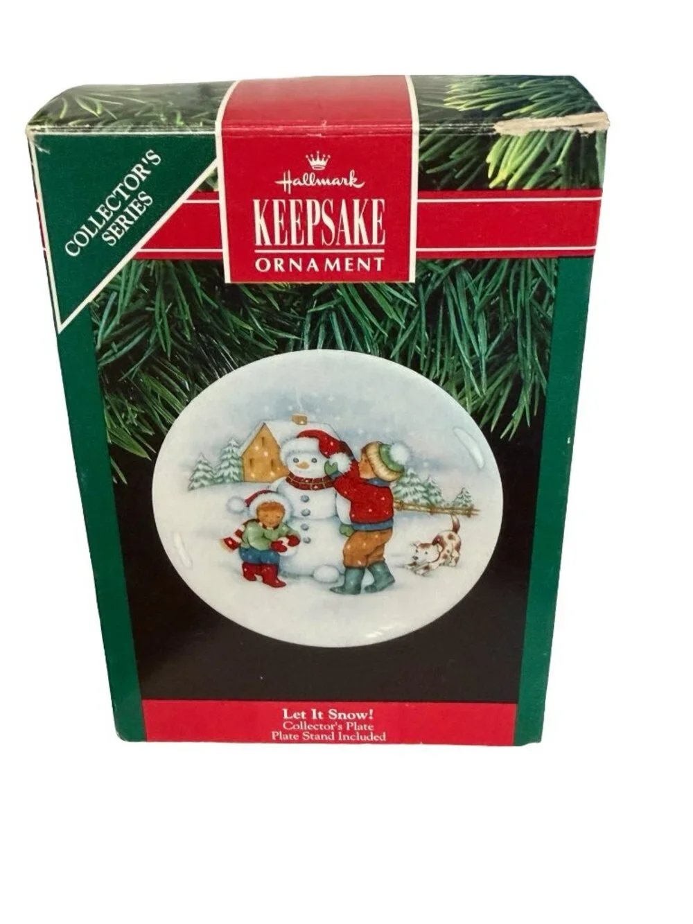 1991 Hallmark Keepsake Ornament Let It Snow Collector's Plate Fifth in Series Po